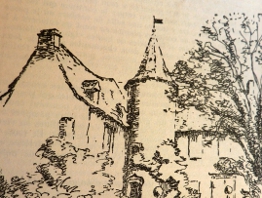  Le Château d'Abos, dessin à la plume de Charles Lacoste
