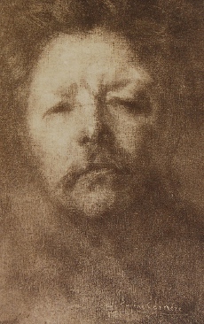 Portrait de Eugène Carrière. Image extraite de Eugène Carrière, peintre et lithographe/ par Elie Faure/ Paris, H. Floury/ 1908 – Bibliothèque Patrimoniale de Pau, cote C5616
