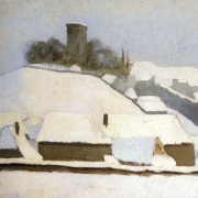 Orthez sous la neige, Tour Moncade / 1889
