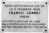 Plaque commémorative, Ass. F. Jammes - Orthez