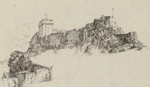 Dessin du Château-fort de Lourdes 