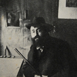 Francis Jammes dans l’atelier de Henri Braun, frère de Thomas Braun, en 1900