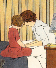 Illustrations de Madeleine Franc-Nohain pour Le Bon Dieu chez les enfants ; Paris : Plon, cop. 1920
Bibliothèque Patrimoniale Pau, cote 41842R 