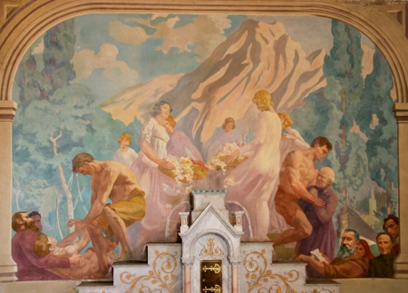 Fresque réalisée par René-Marie Castaing en l'église de Baigts-de-Béarn  / Association Francis Jammes Orthez